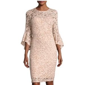 Marina Lace Bell Sleeve Sequin Dress Size 6 Petite